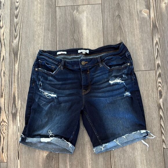 Vigoss Marley Bermuda Distressed Jean Shorts with Stretch - Picture 1 of 8